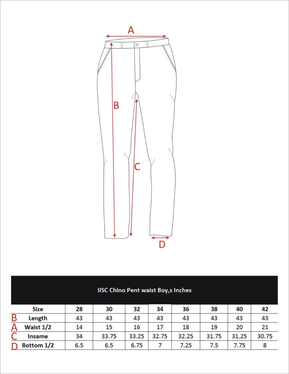 IISC PANT KHAKI  FOR BOYS (WAIST)