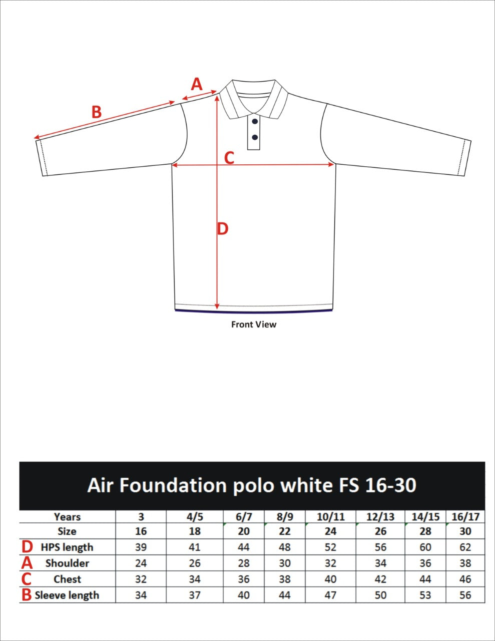 POLO SHIRT WHITE F.S FOR BOYS AIR FOUNDATION