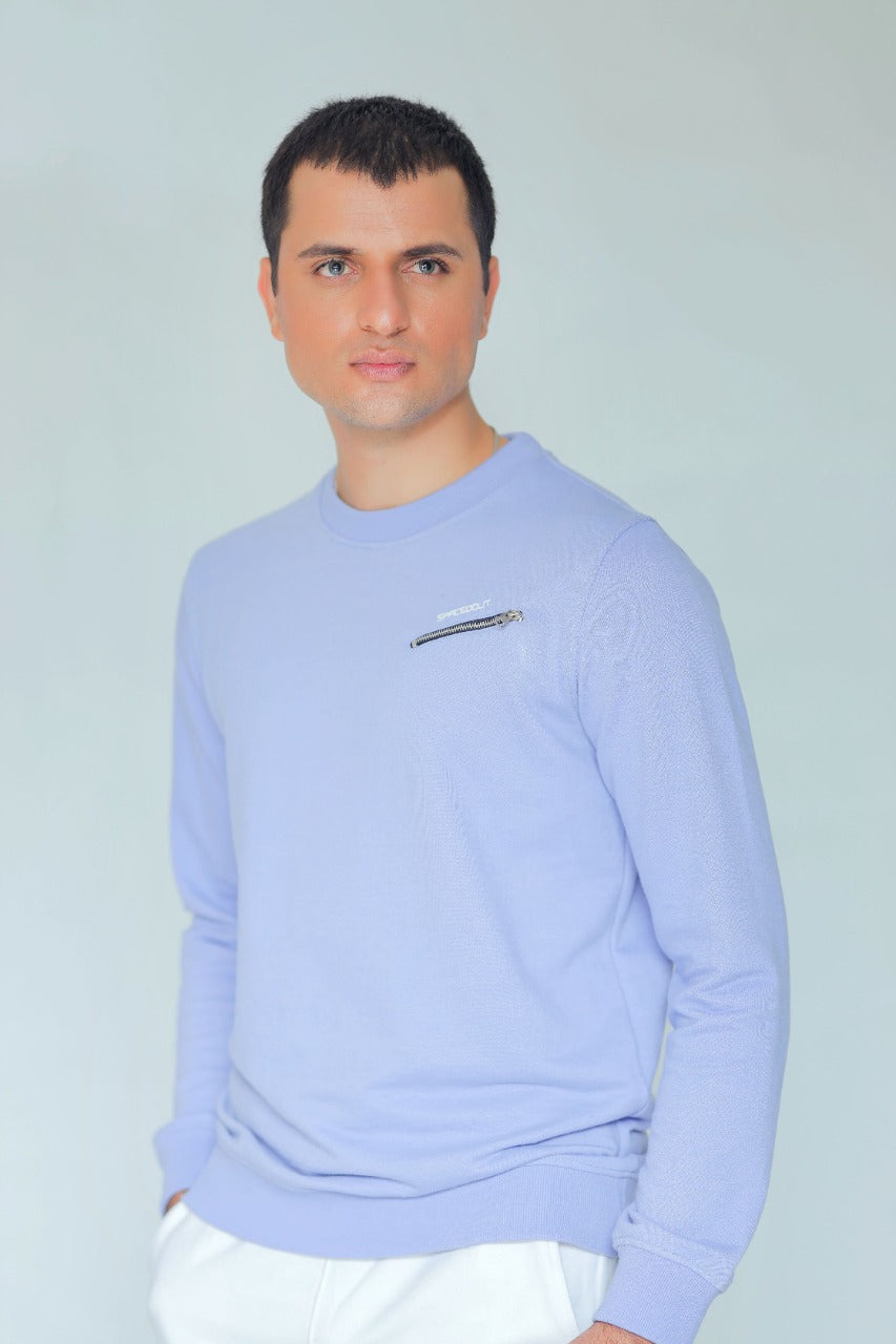 MEN'S SWEATSHIRT BLUE WITH FRONT ZIP STYLE