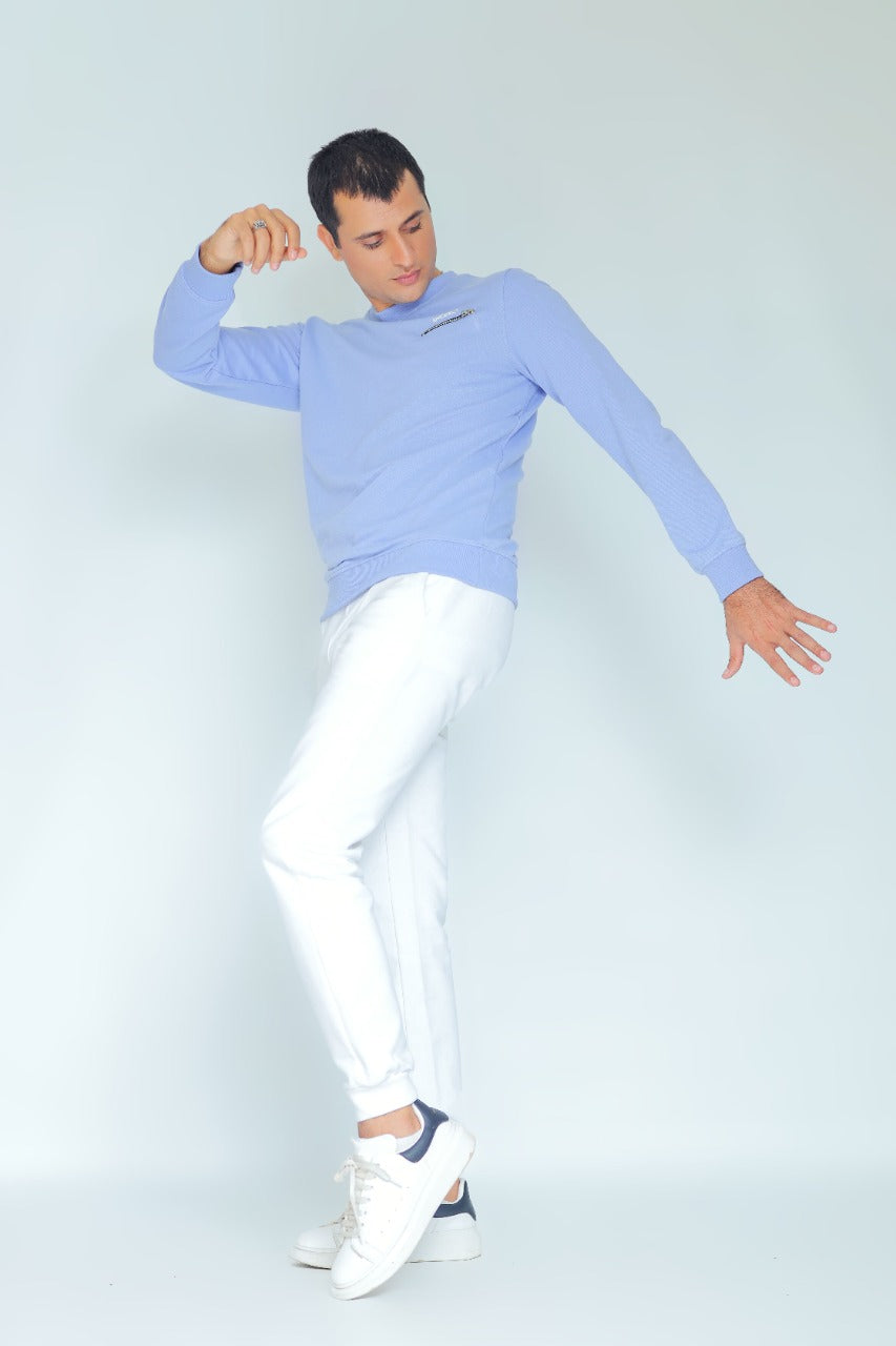 MEN'S SWEATSHIRT BLUE WITH FRONT ZIP STYLE