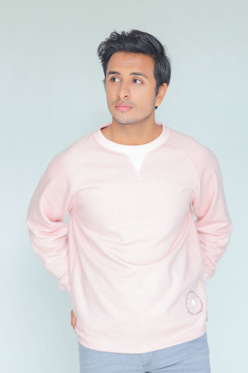 MEN SWEAT SHIRT T PINK WITH FRONT EMB