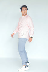 MEN SWEAT SHIRT T PINK WITH FRONT EMB