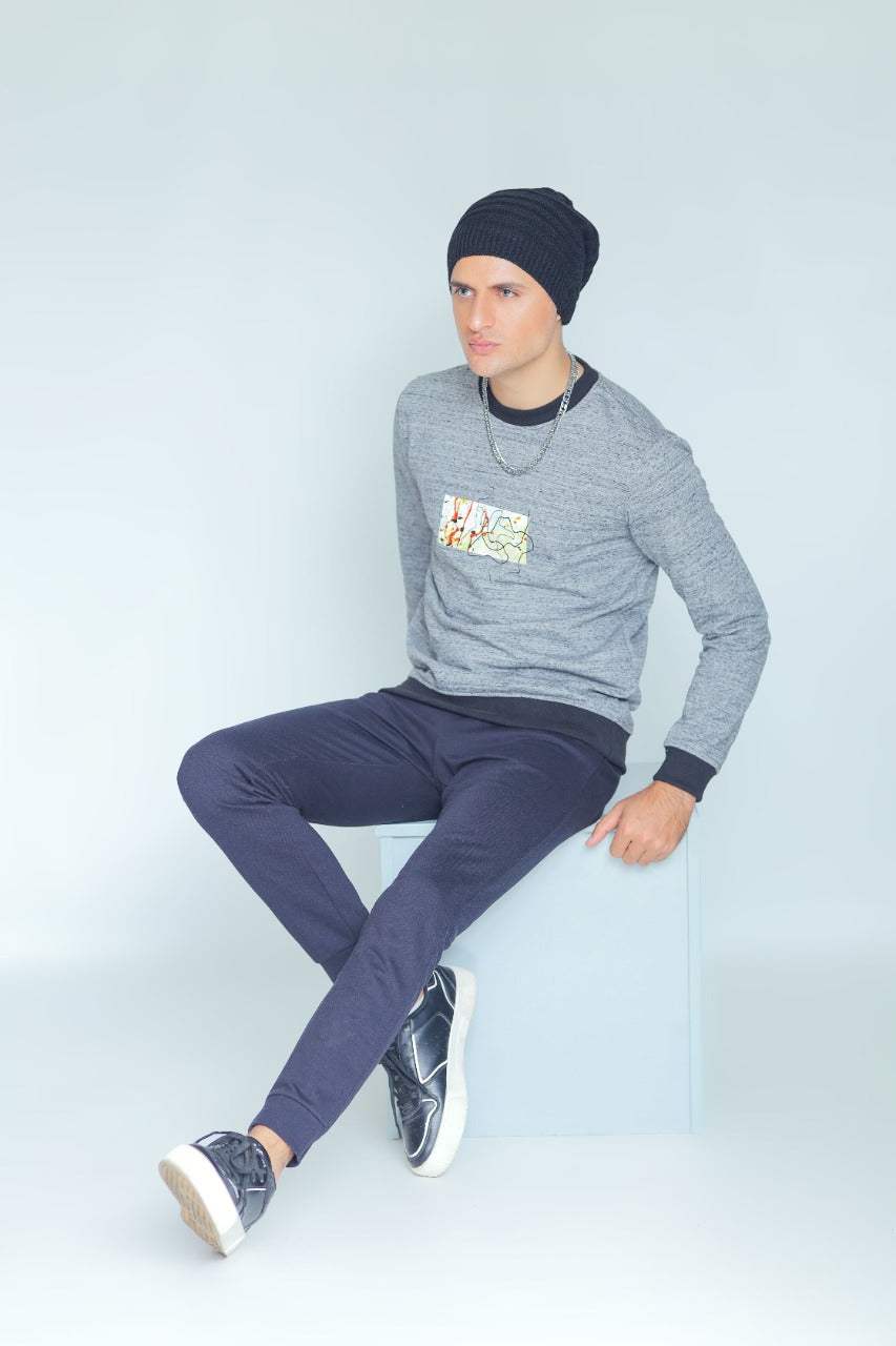 MEN SWEAT SHIRTS GREY COLOUR WITH EMB