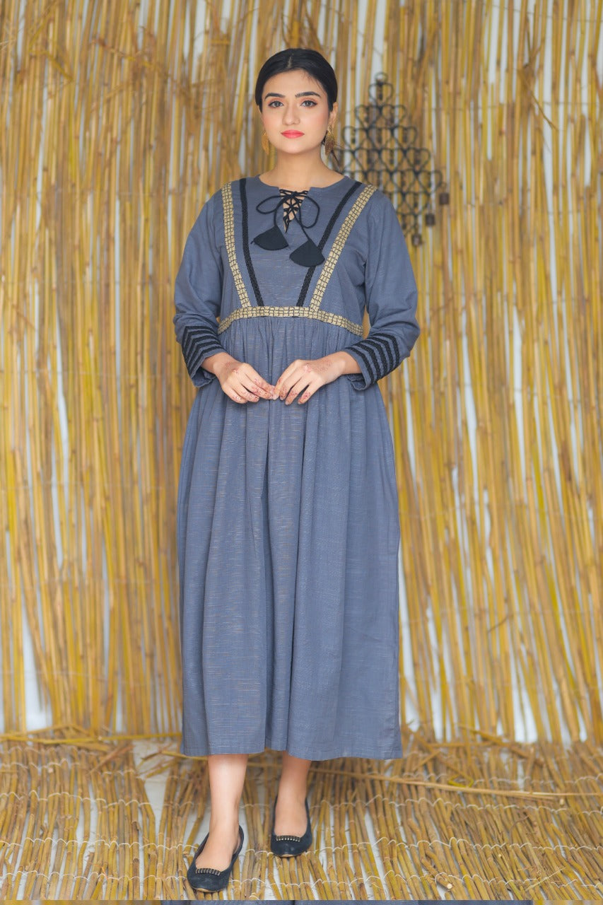 AZRA LADIES FROCK  GREY COLOUR