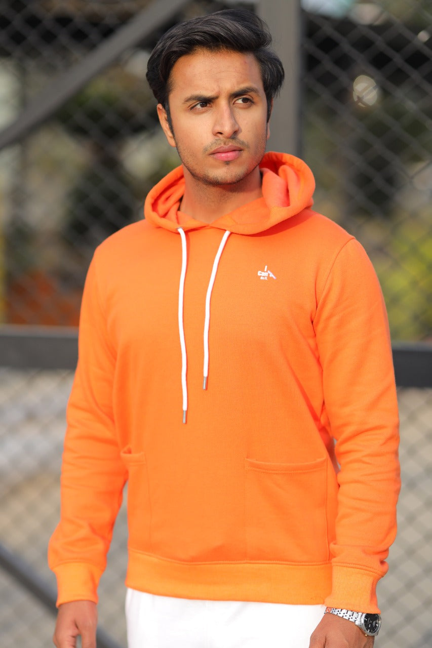 MEN'S HOOD ORANGE WITH FRONT PRINTING