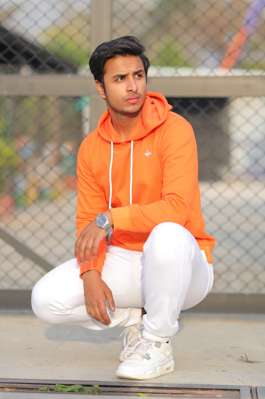 MEN'S HOOD ORANGE WITH FRONT PRINTING