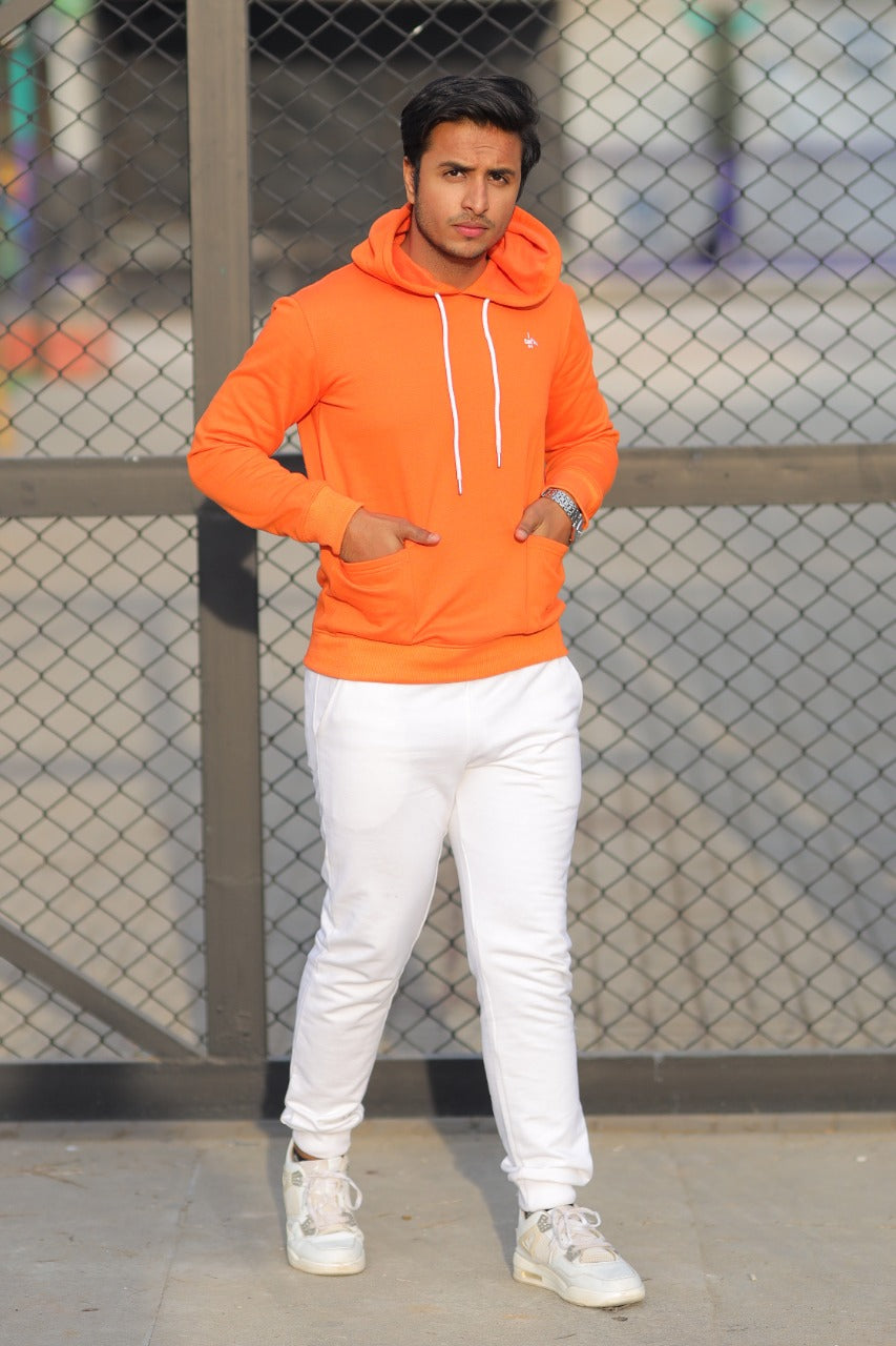 MEN'S HOOD ORANGE WITH FRONT PRINTING