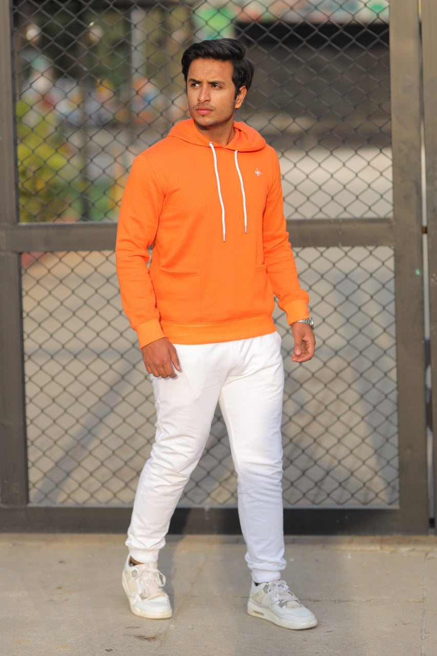 MEN'S HOOD ORANGE WITH FRONT PRINTING