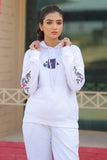 WHITE WITH FRONT PRINTING HOODIE