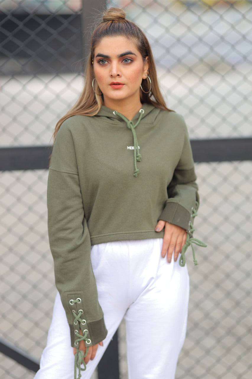 GREEN FRONT PRINT HOODIE