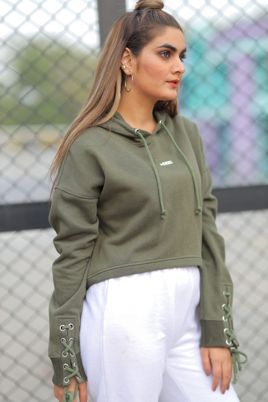 GREEN FRONT PRINT HOODIE