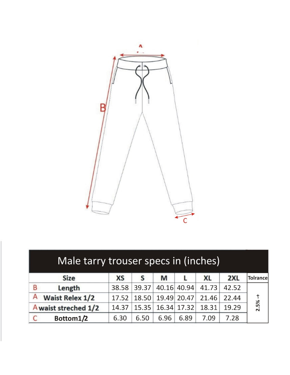 MENS TERRY TROUSER WITH EMB