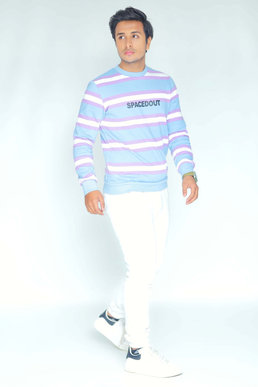 MENS SWEAT SHIRT STRIPE WITH SPACEDOUT LOGO