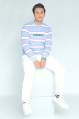 MENS SWEAT SHIRT STRIPE WITH SPACEDOUT LOGO