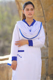 S/Kameez White with R.Blue Collar BSS Logo For Girls F/S