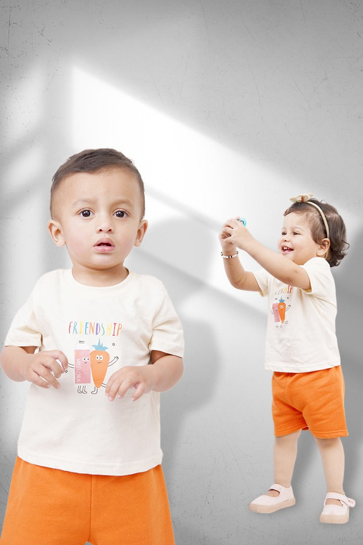 UNISEX BABY SHIRT SHORT SET/ NEWBORN LIME YELLOW & ORANGE COLOR TEE SET