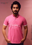 MEN'S POLO SHIRT PINK WITH FRONT PRINT