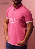 MEN'S POLO SHIRT PINK WITH FRONT PRINT