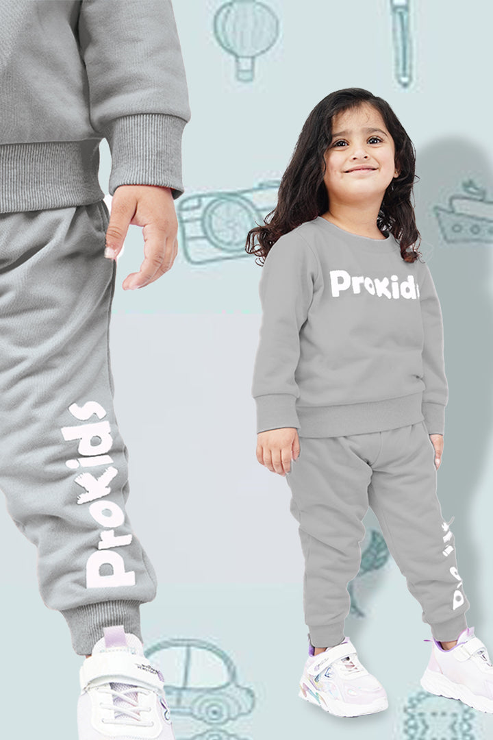 KIDS SWEAT SUIT GREY WITH FRONT PRINTING