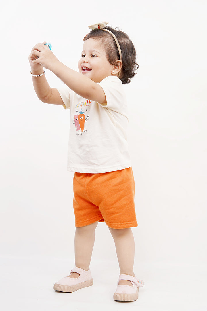 UNISEX BABY SHIRT SHORT SET/ NEWBORN LIME YELLOW & ORANGE COLOR TEE SET