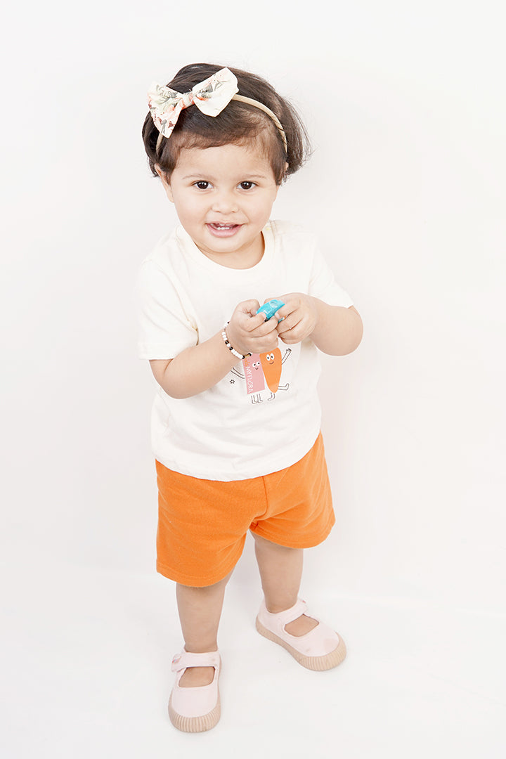 UNISEX BABY SHIRT SHORT SET/ NEWBORN LIME YELLOW & ORANGE COLOR TEE SET