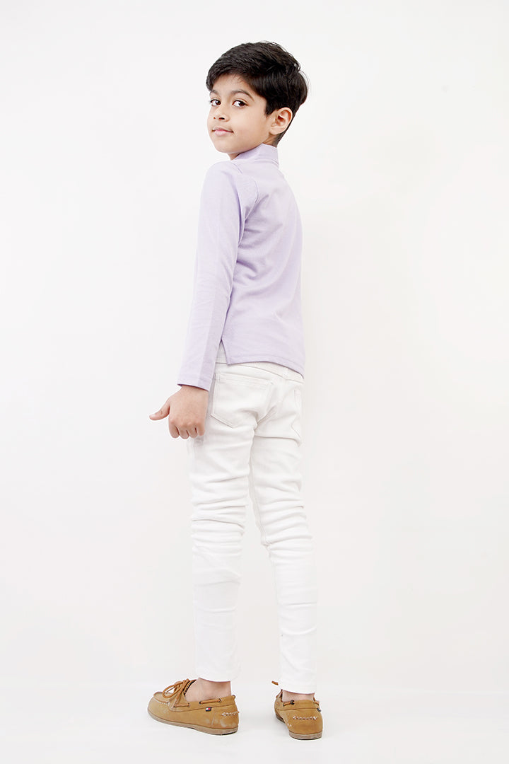 BOY'S PASTEL LILAC ZIP UP POLO SHIRT