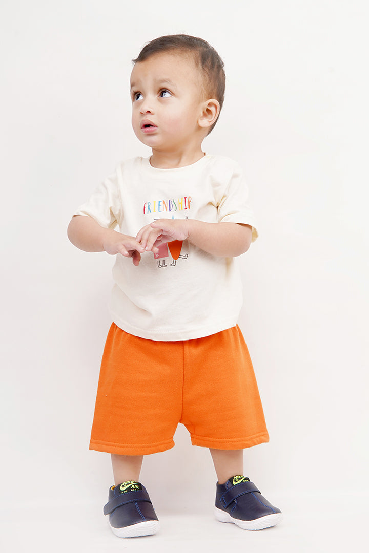 UNISEX BABY SHIRT SHORT SET/ NEWBORN LIME YELLOW & ORANGE COLOR TEE SET