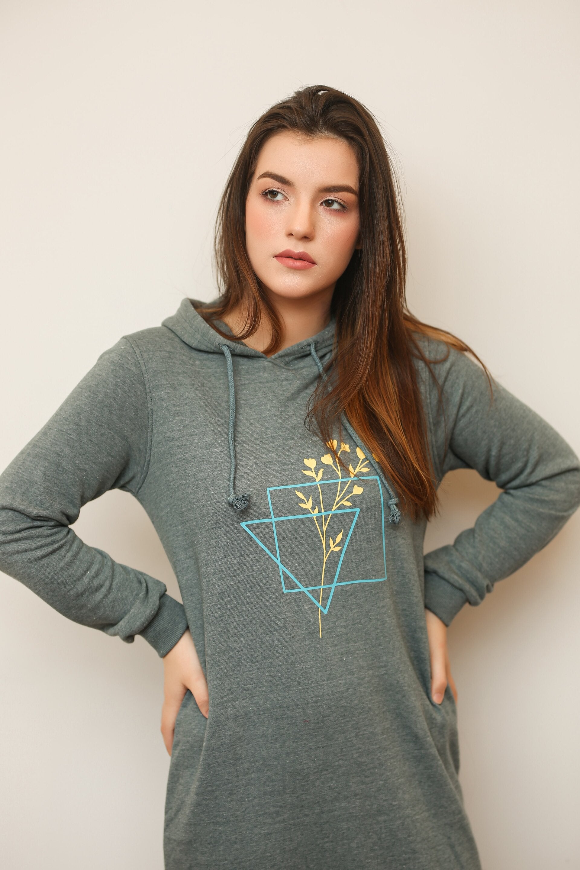 FRONT PRINT LONG HOODIE