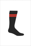 BLACK SOCKS WITH RED STRIPE