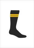 BLACK SOCKS WITH YELLOW STRIPE